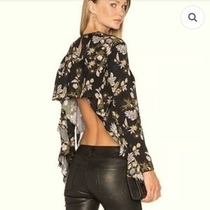 A.L.C. Cooper Silk Black Open Back Long Sleeve Blouse Size 0